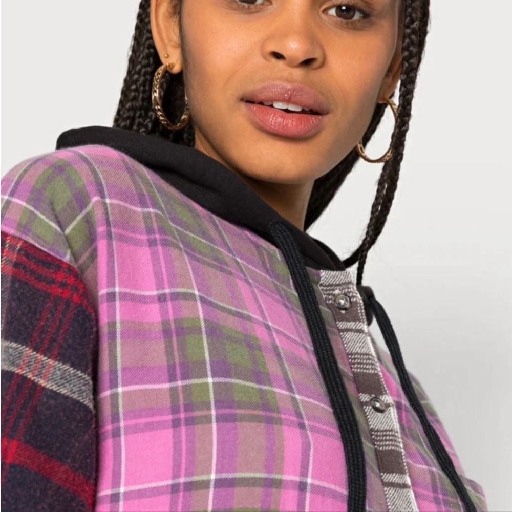 Urban outfitters hooded checkered flannel